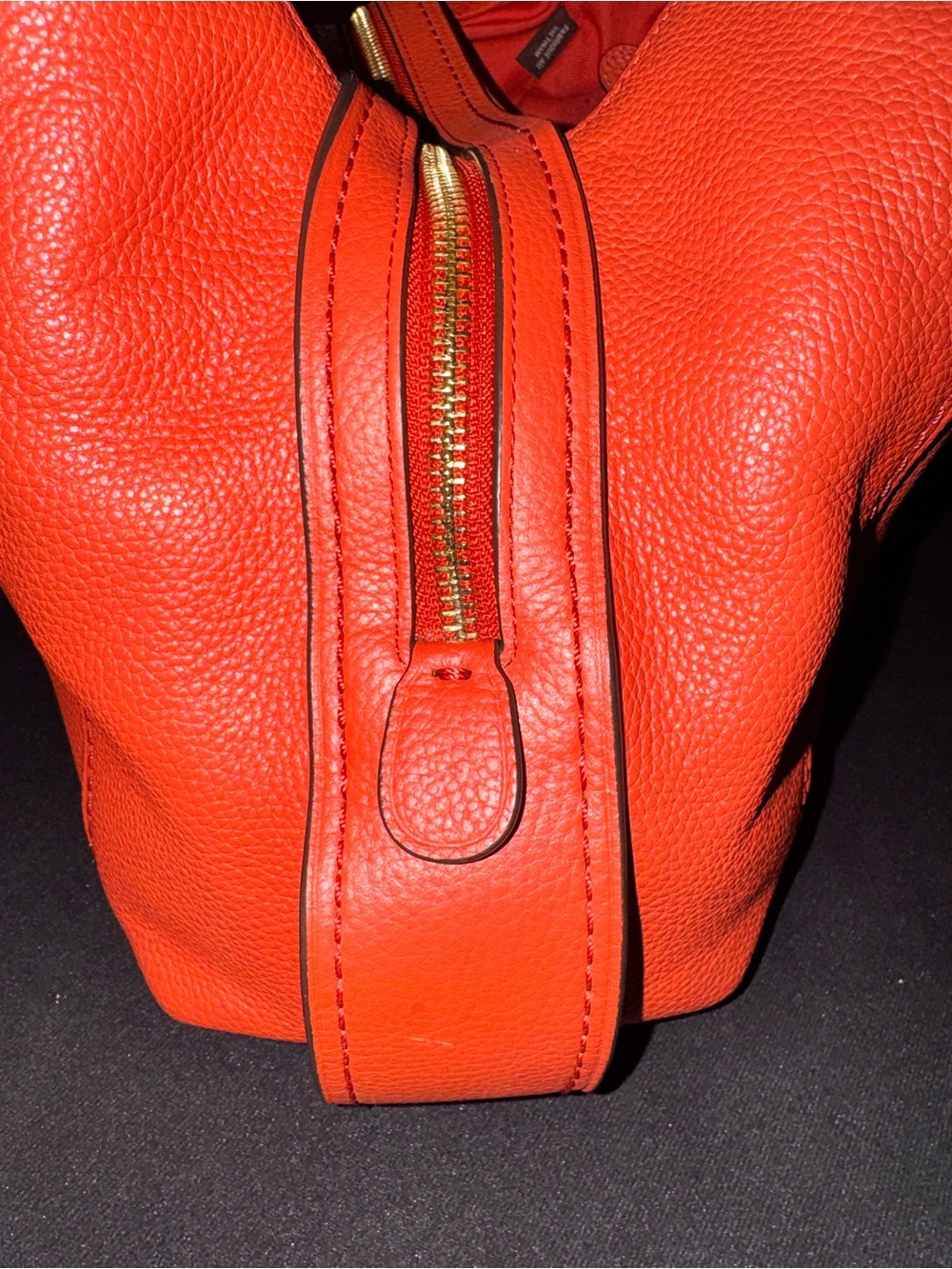 Coach Edie Pebbled Leather Shoulder Tote in Orange-Red - Picture 5 of 12